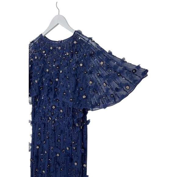 Mac Duggal Dress 93653 Embellished Illusion Cape Sleeve Trumpet Gown Size 14 - Picture 5 of 8